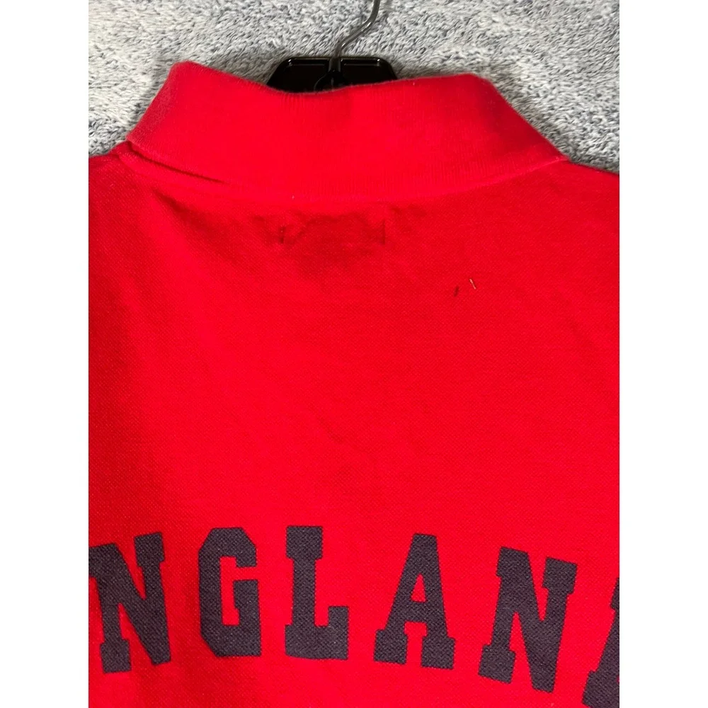 RC Mens Red England Soccer League‎ Embroidered Patch Polo Shirt Large